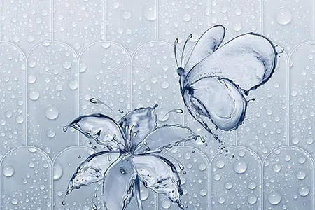 10830-HL1 300x450mm Glossy Ceramic tile in a floral, subway look