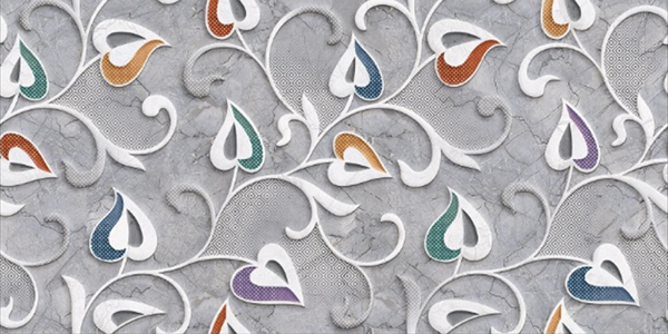 1904 HL6 300x600mm Glossy Ceramic tile in a floral, highlighter look