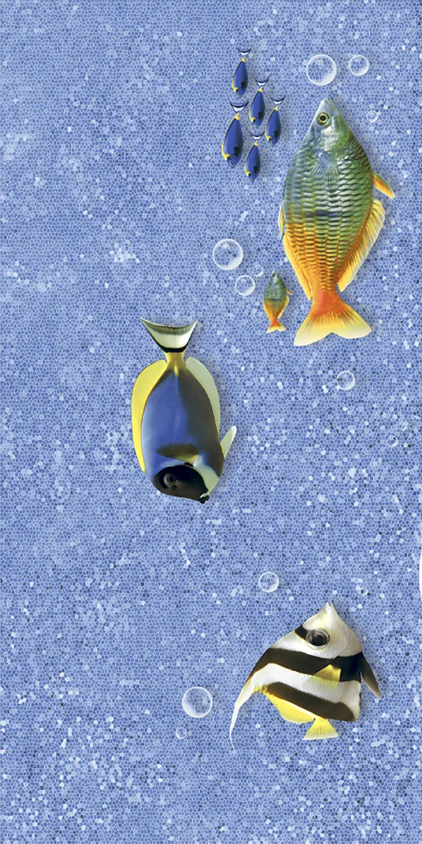 Glossy Finish Aquarium Blue Decor P1 PGVT 600x1200mm