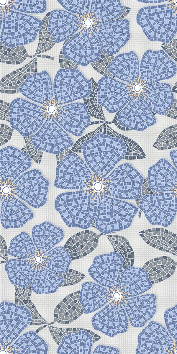Fenno Blue Decor 600x1200mm Glossy PGVT tile in a marble look