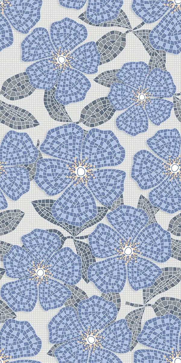 Glossy Finish Fenno Blue Decor PGVT 600x1200mm