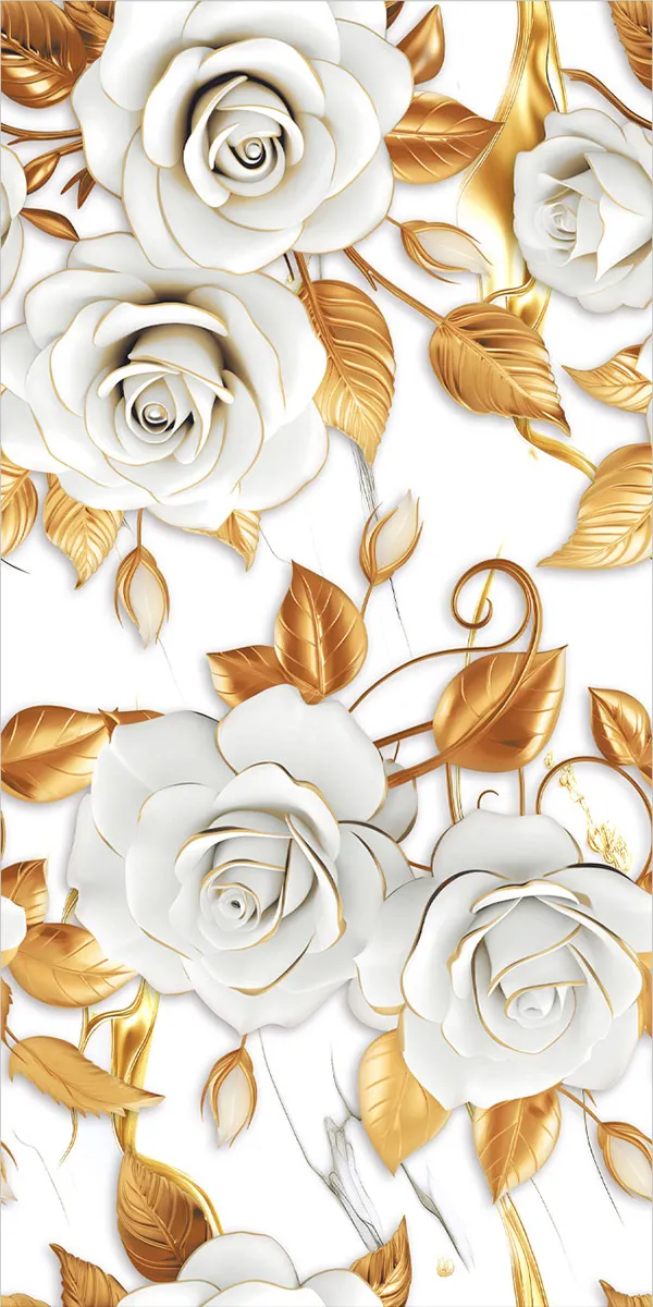 Glossy Finish White Gold Decore 600x1200mm