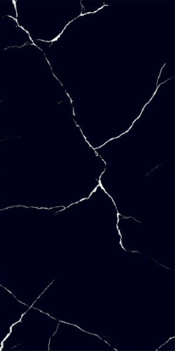 OMBRA BLACK 600x1200mm Super Highglossy PGVT tile in a marble look