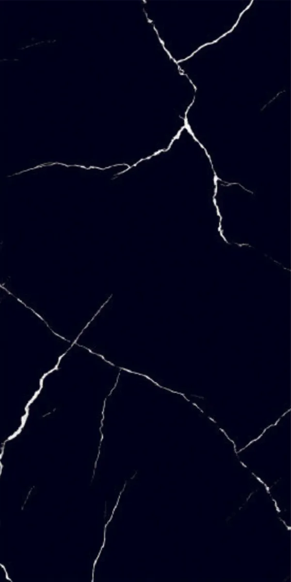 OMBRA BLACK 600x1200mm Super Highglossy PGVT tile in a marble look