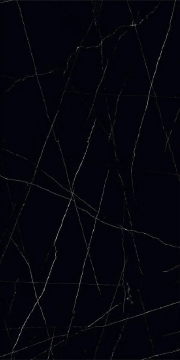 ZARA BLACK 600x1200mm Super Highglossy PGVT tile in a marble look